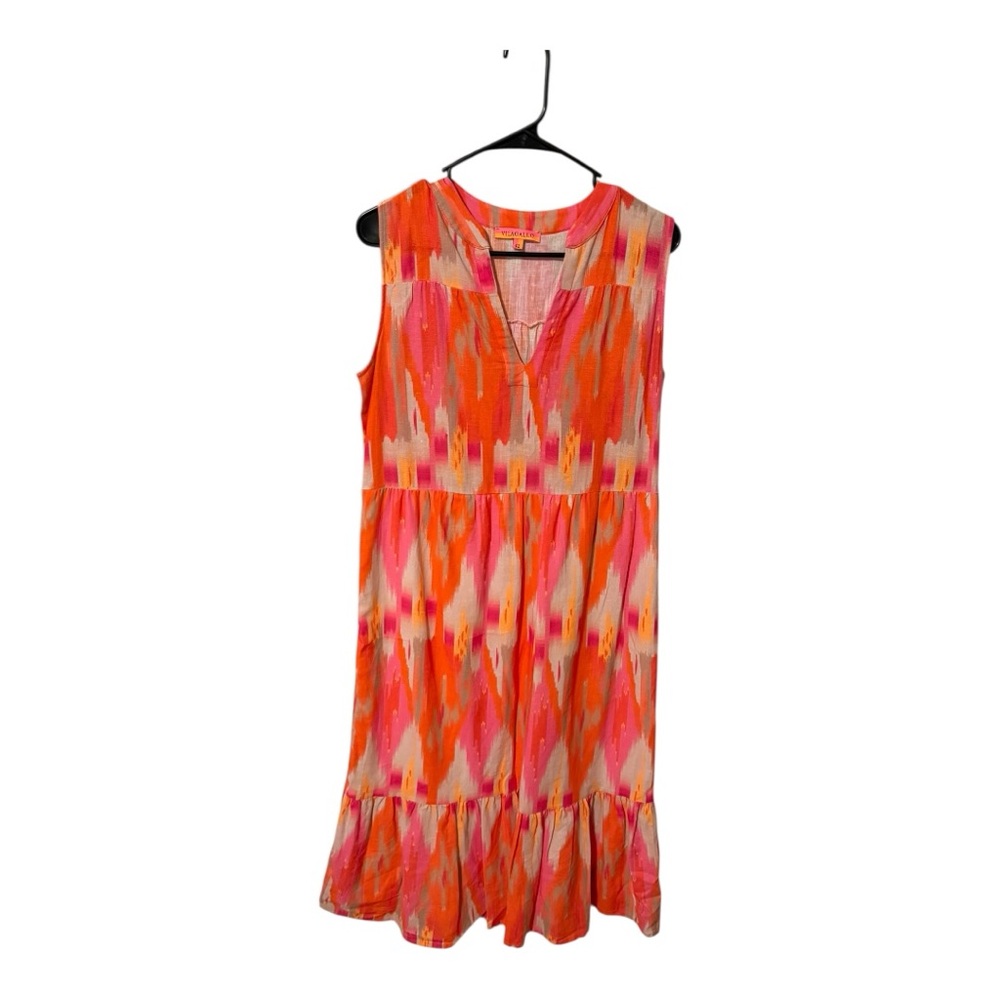 Vilagallo Multicolor V-Neck Midi Dress Size 42 (US 10/12)